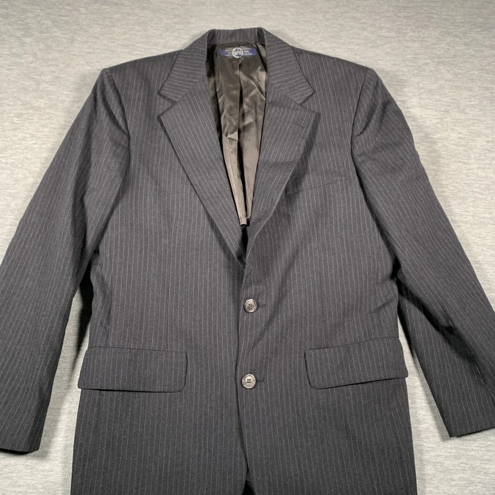 Brooks Brothers Blazer Mens 39 Regular Gray Pinstripe Wool Two Button Jacket USA